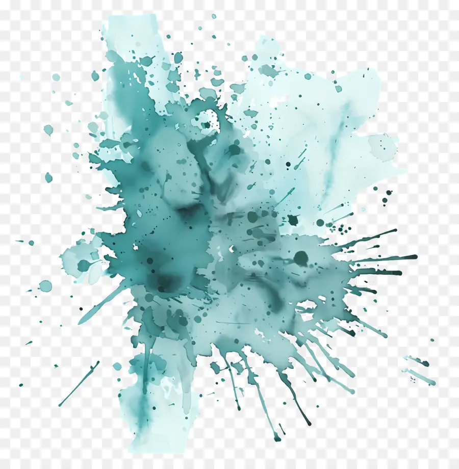 Splash Em Aquarela Em Azul Petróleo，Aquarela Inicial PNG