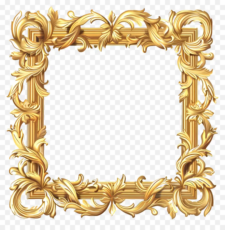 Quadro De Madeira Dourado，Golden Frame PNG