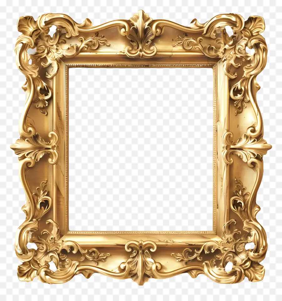 Quadro De Madeira Dourado，Vintage Quadro PNG