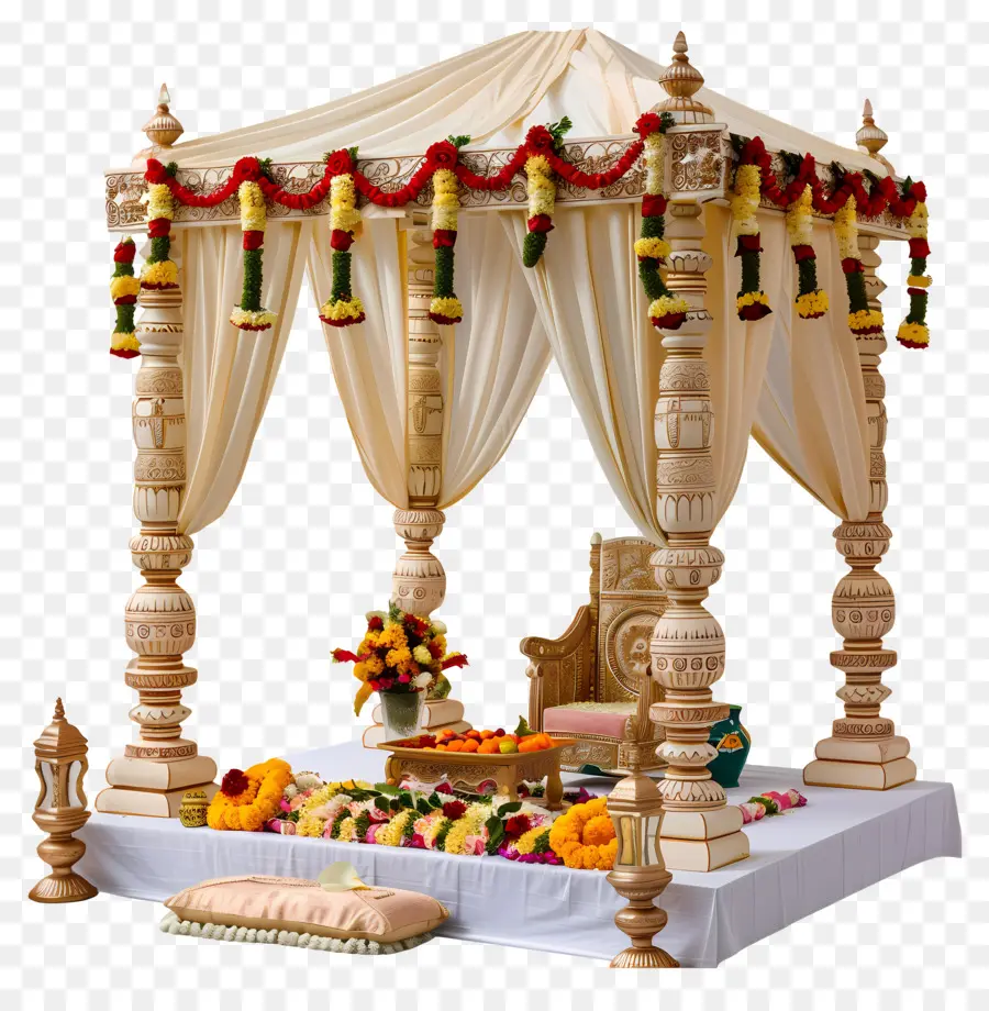 Casamento Hindu，Dossel Bordado PNG