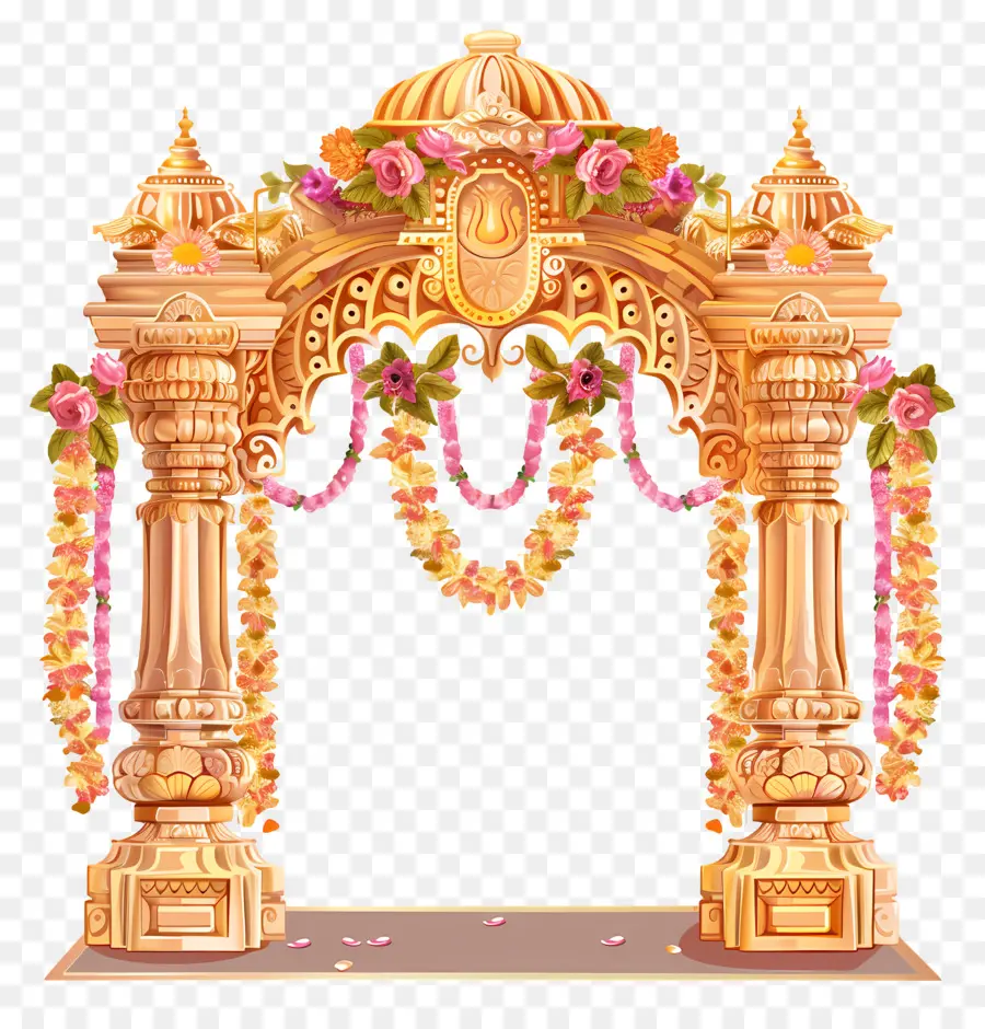 Casamento Hindu，Mandap Floral De Casamento PNG