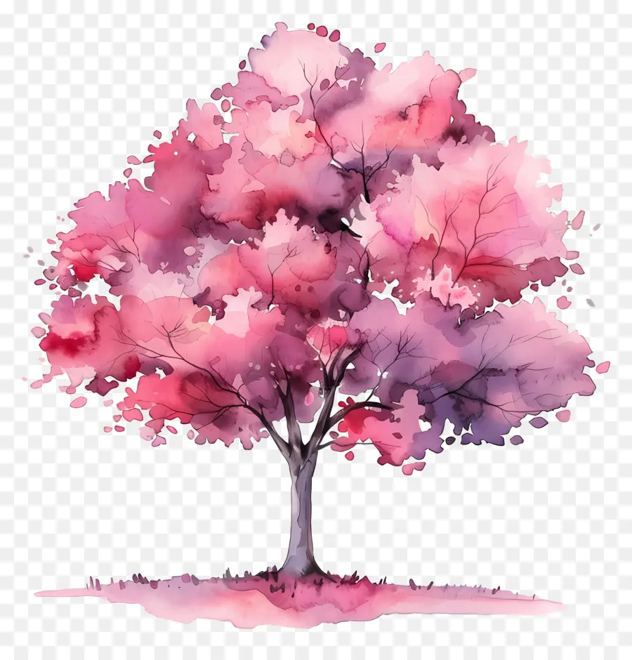 Plano De árvore Em Aquarela，Flores Cor De Rosa PNG
