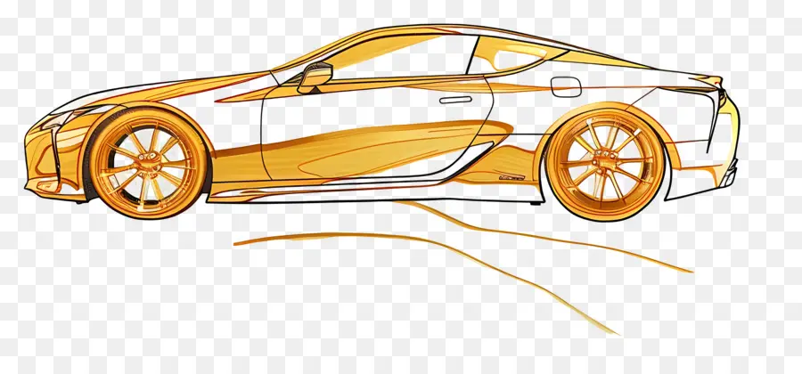 Carro Dourado，Carro Amarelo PNG