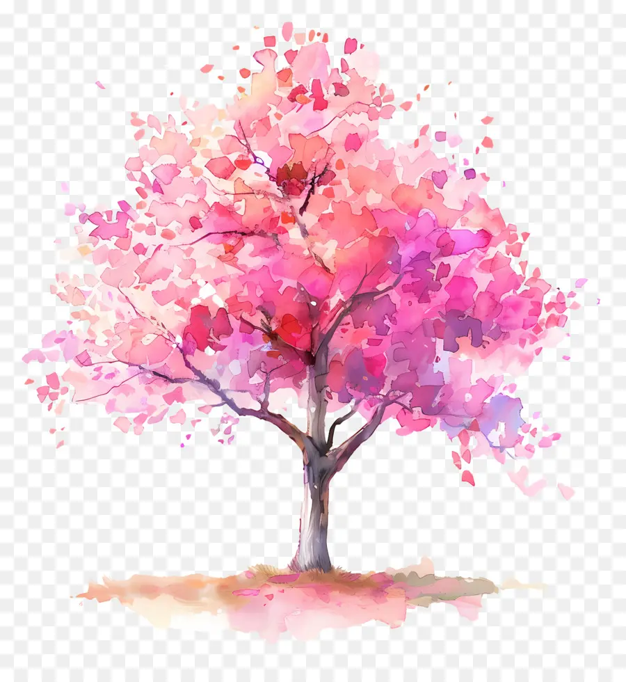 Plano De árvore Em Aquarela，Flor De Cerejeira PNG