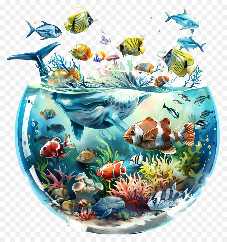 O Dia Mundial Dos Oceanos，Fish Bowl PNG