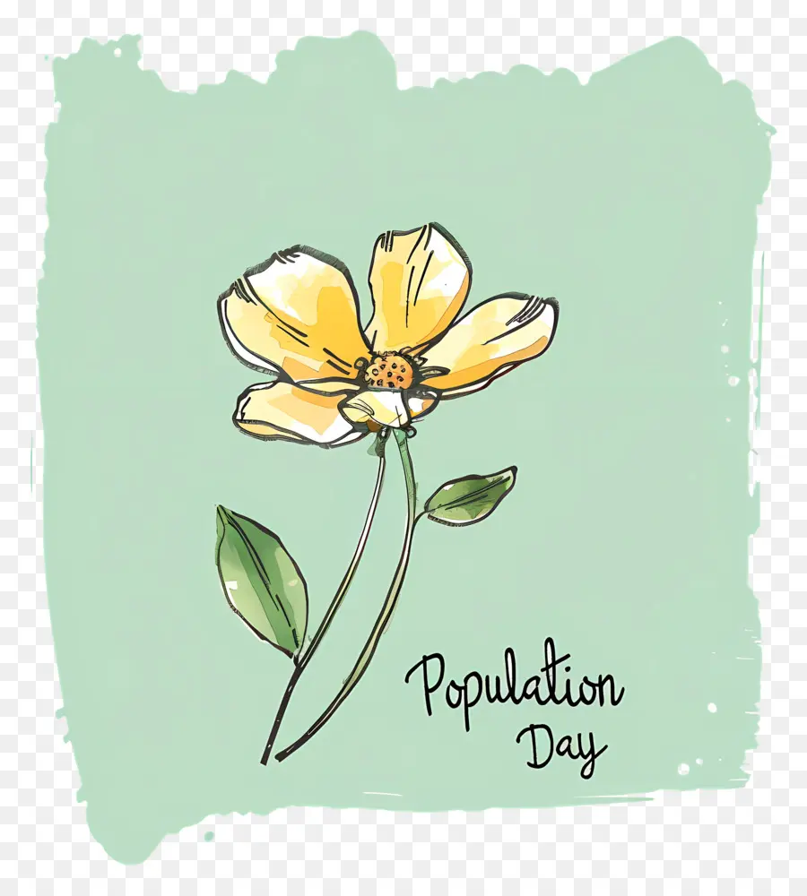 Dia Mundial Da População，Flor Amarela PNG