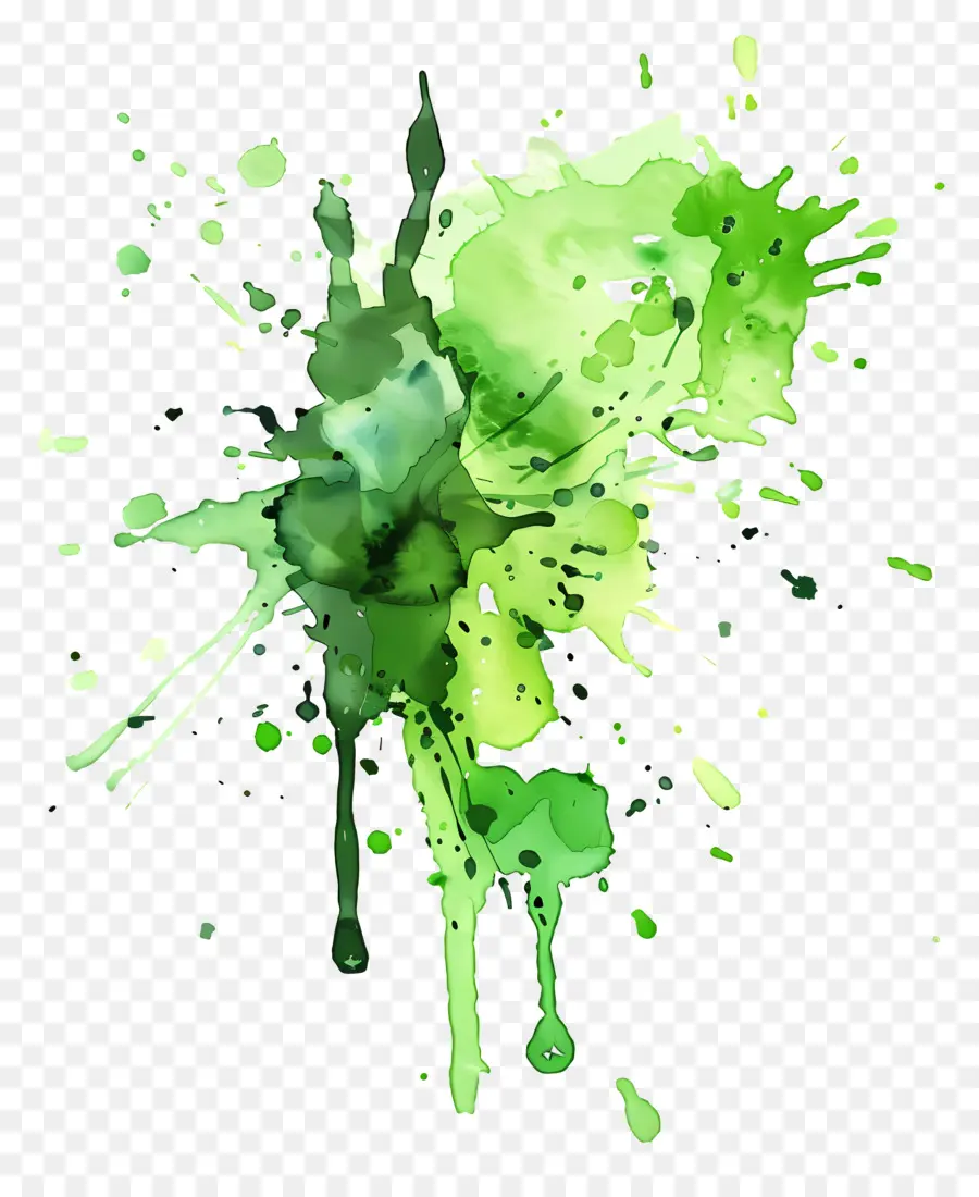 Respingo De Aquarela Verde，O Paint Splatter PNG