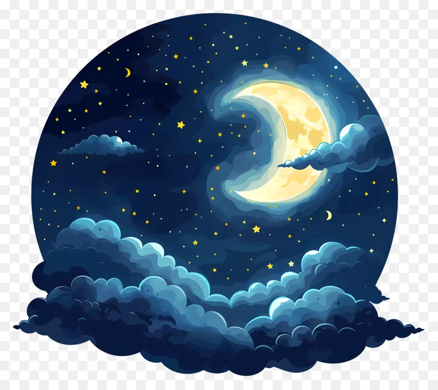 Noite De Céu，Lua PNG