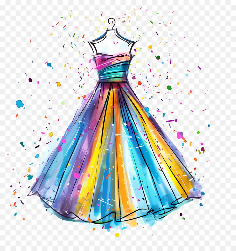 Vestido De Festa，Vestido De Cores Vivas PNG