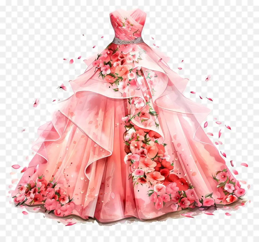 Cor De Rosa Vestido De Noiva，Senhora De Bola Rosa PNG