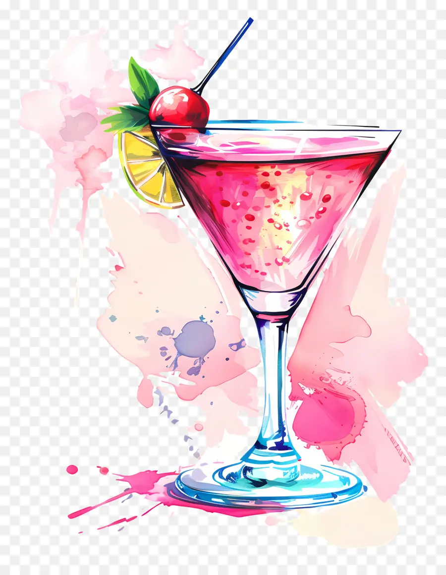 Cor De Rosa Cocktail，Copo De Martini PNG