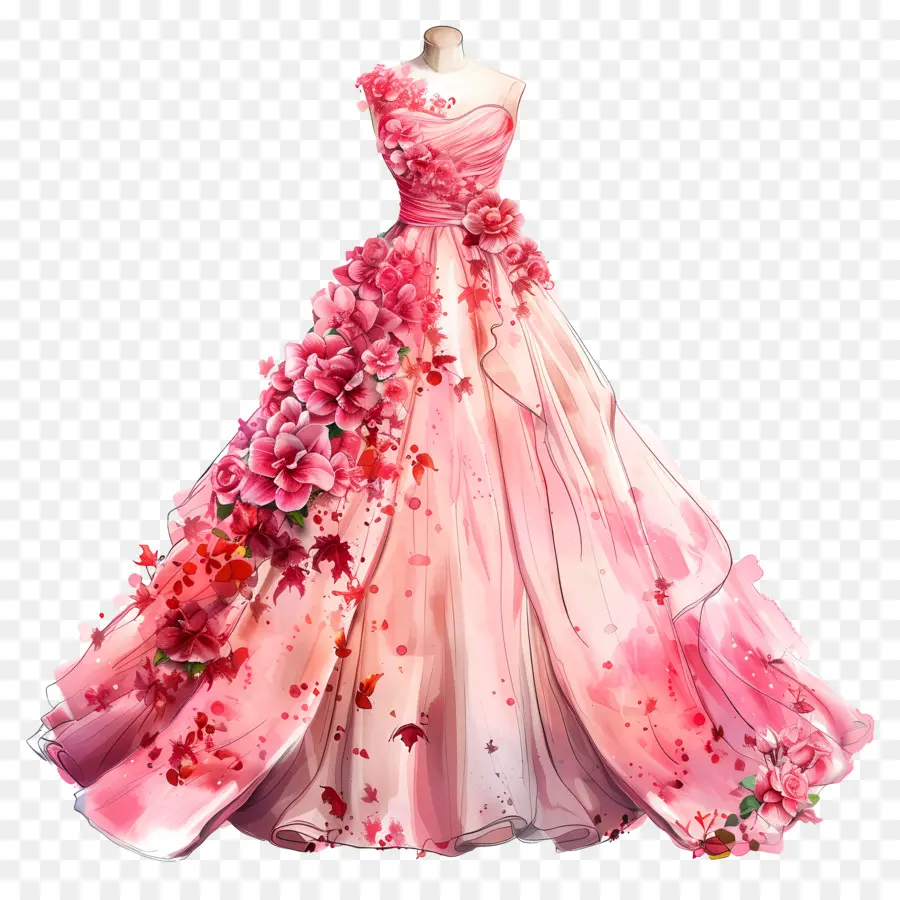 Cor De Rosa Vestido De Noiva，Vestido De Seda Rosa PNG