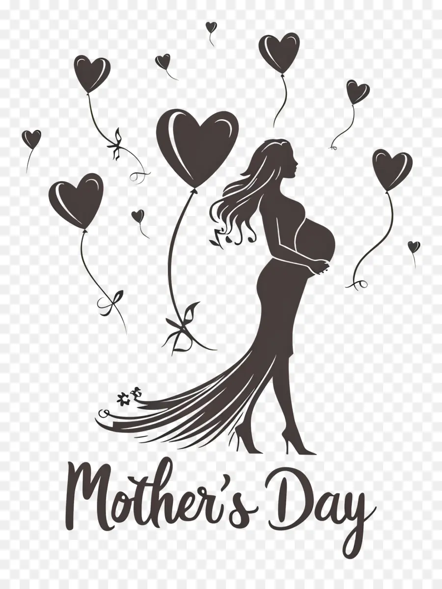 Dia Das Mães，Mulher Grávida Silhueta PNG
