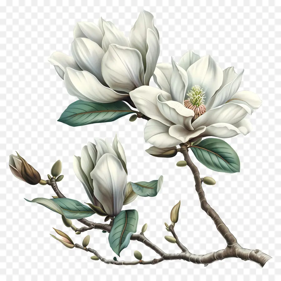 Magnolia Flores，Flor Branca PNG