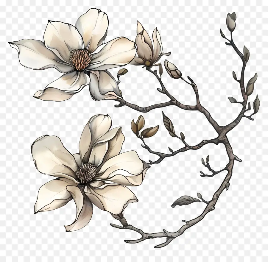 Magnolia Flores，Flores Brancas PNG