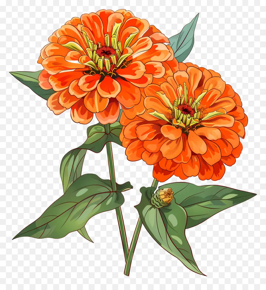 Zinnias Laranja，Flores De Zinnia PNG