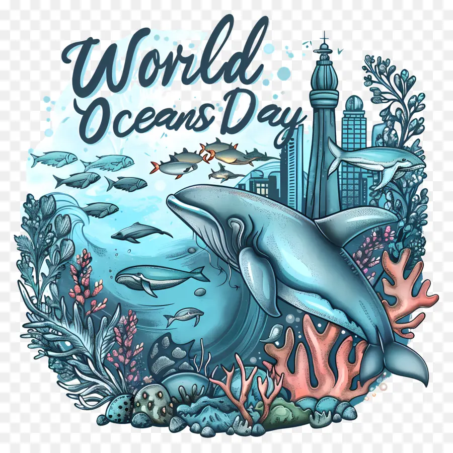 O Dia Mundial Dos Oceanos，Baleia PNG