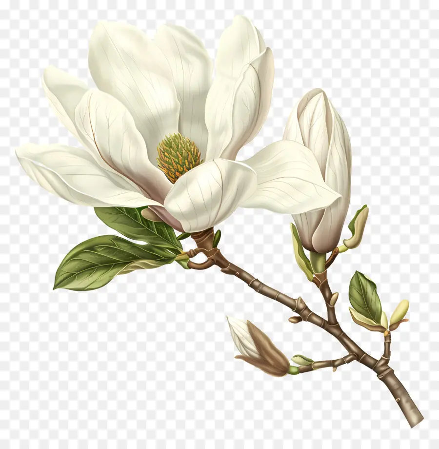 Branco Magnolia，Magnolia Flores PNG
