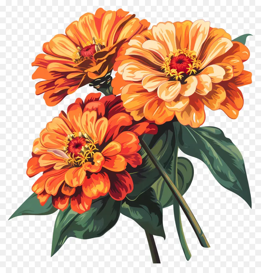 Zinnias Laranja，Flores De Laranja PNG