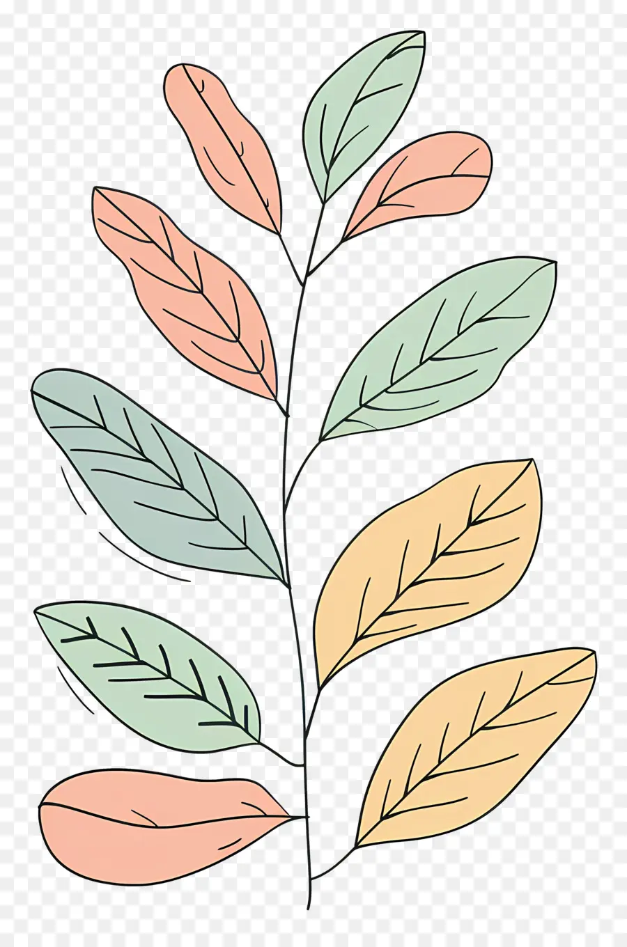 Ramo De árvore，Colorido Folhas PNG