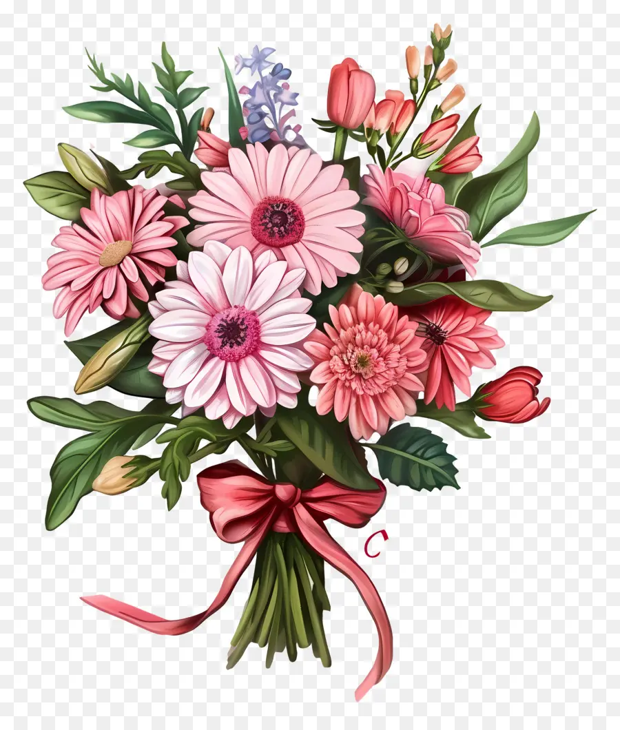 Dia Das Mães，Cor De Rosa E Flores Brancas PNG