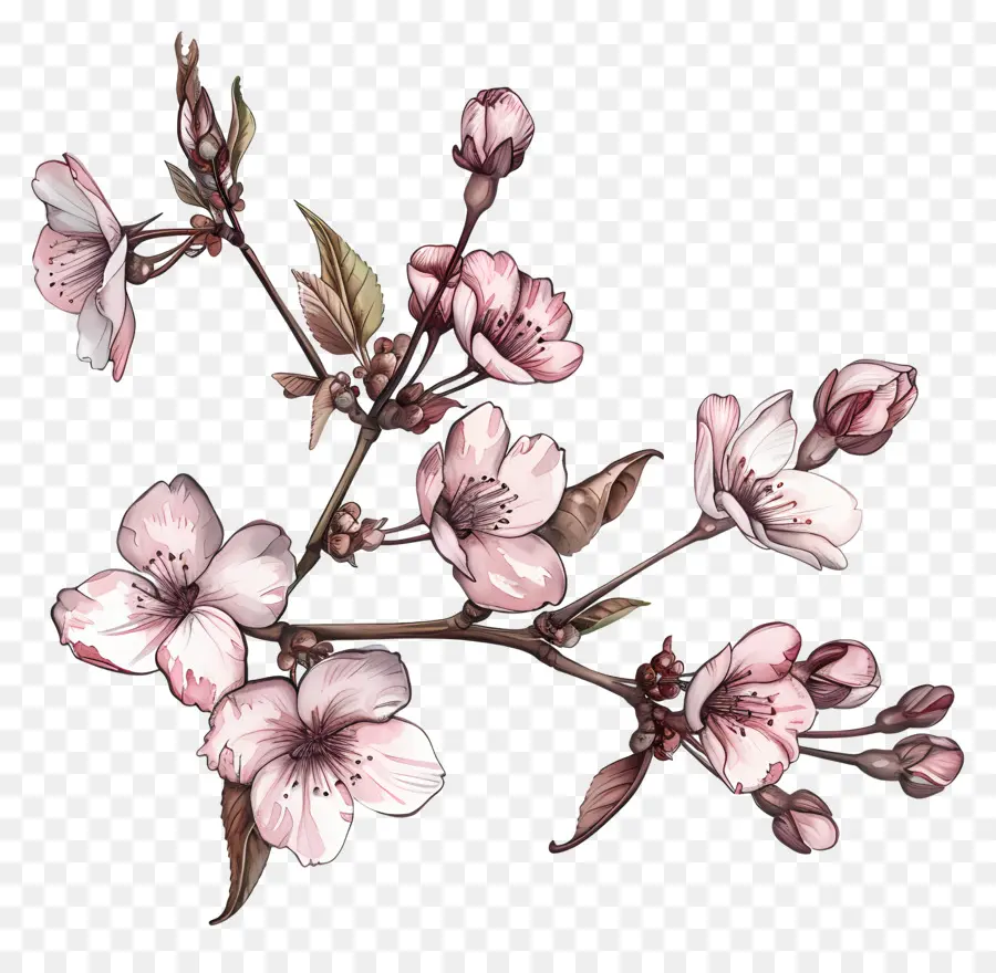 Sakura Flores，Pintura Em Aquarela PNG