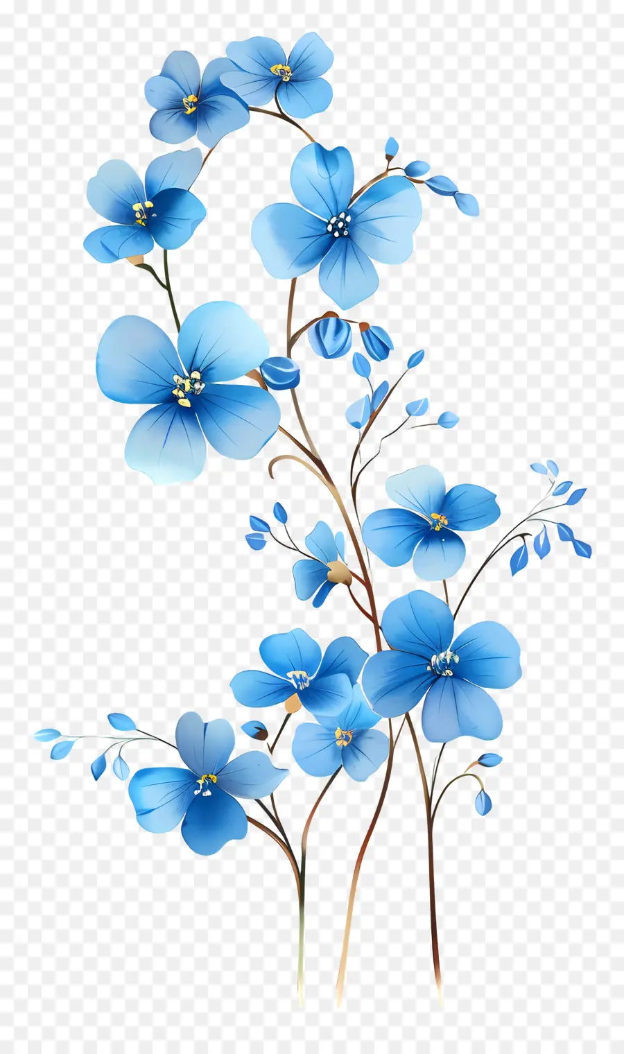 Flores Azuis，Flor Da Haste PNG