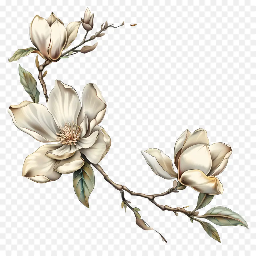 Magnolia Flores，Flor Branca PNG