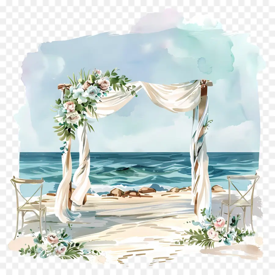 Casamento De Praia，Cerimônia Do Oceano PNG