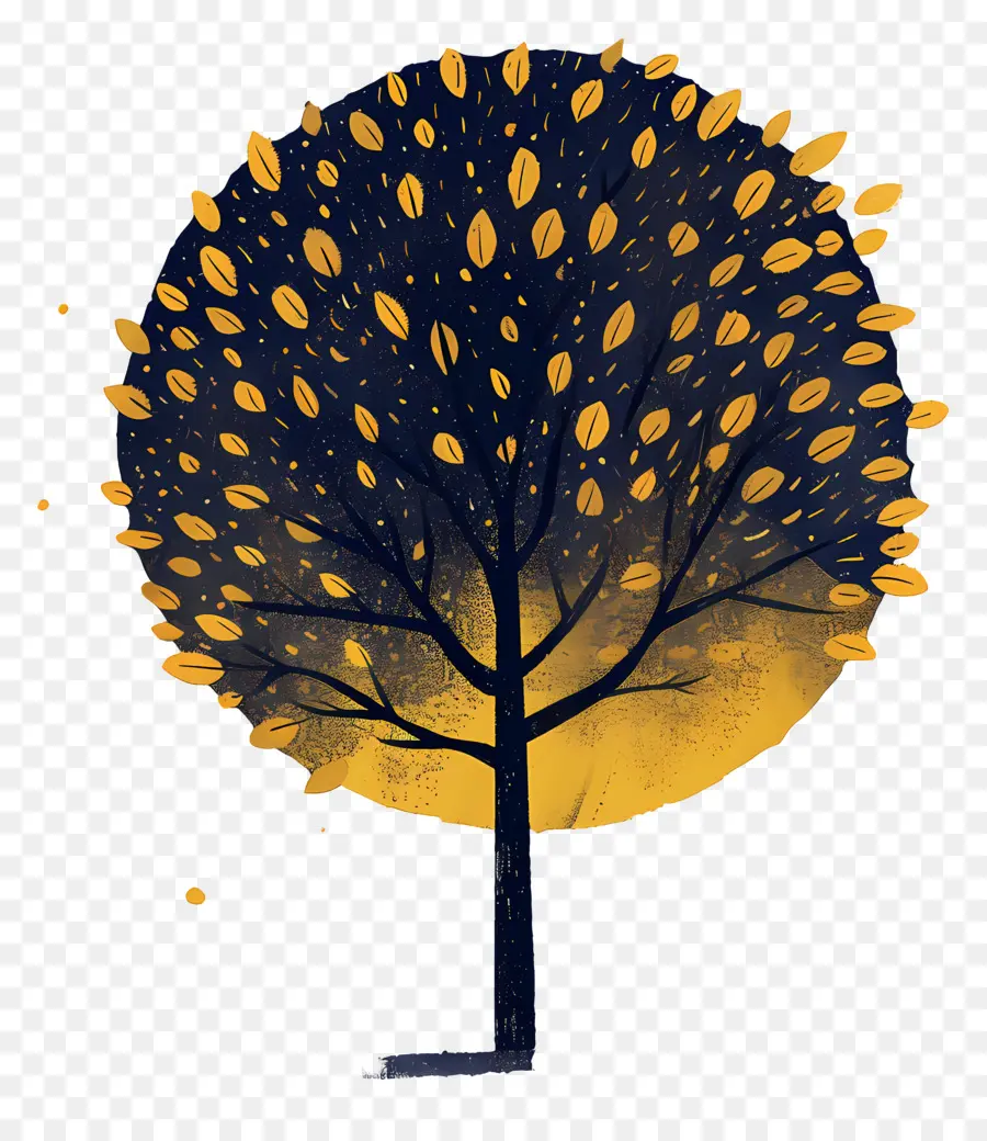 árvore，Folhas De Ouro PNG