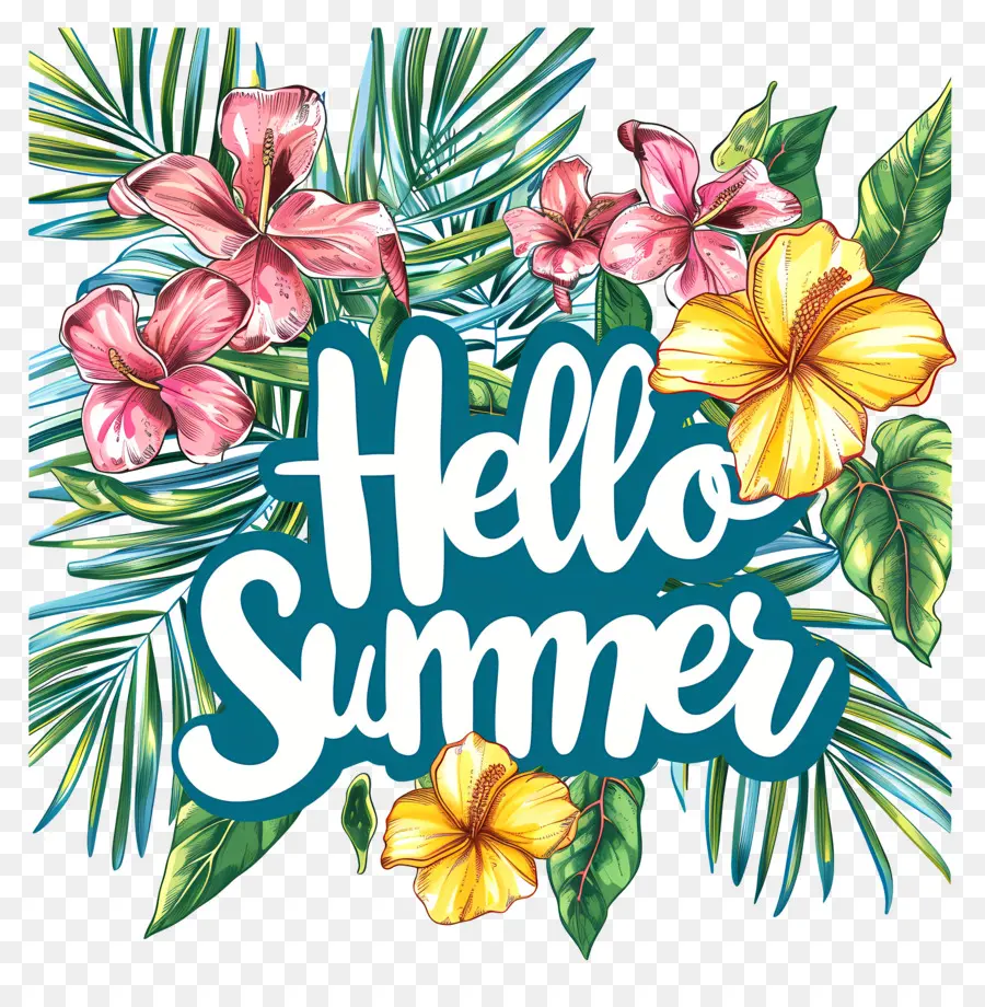 Olá Verão，Arranjo De Flores PNG