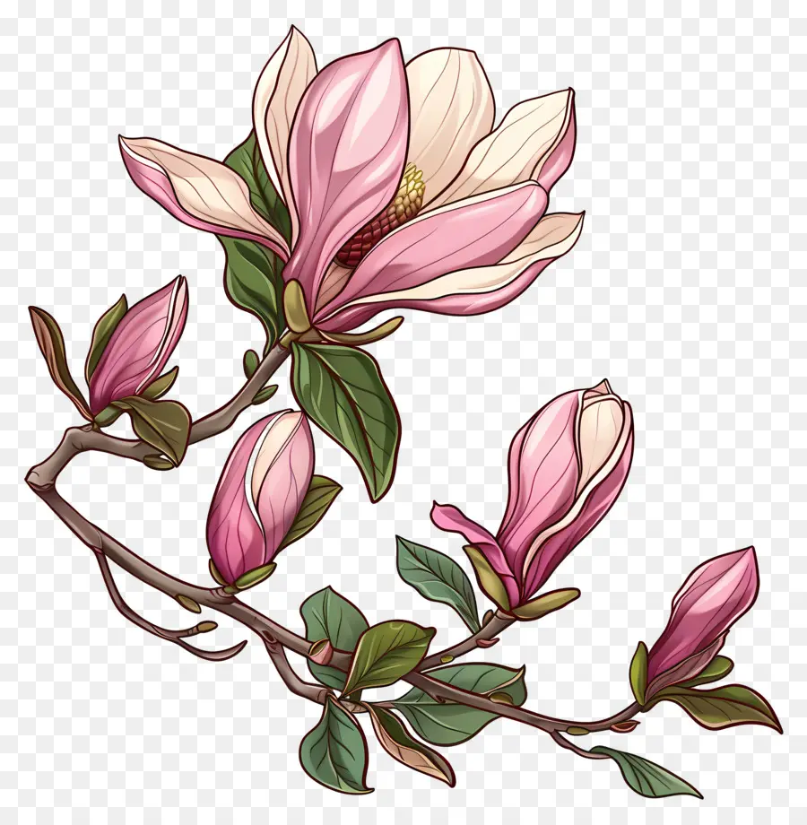Magnolia Flores，Galho De Floração PNG