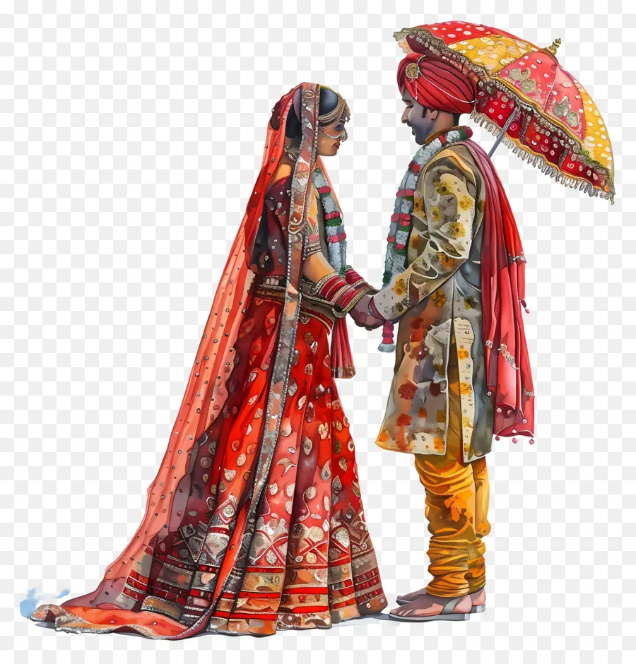 Casamento Hindu，Casal De Noivos PNG