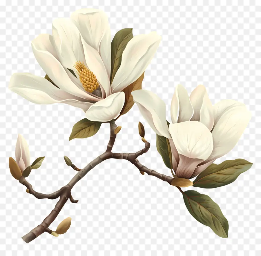 Magnolia Flores，Flores Brancas PNG