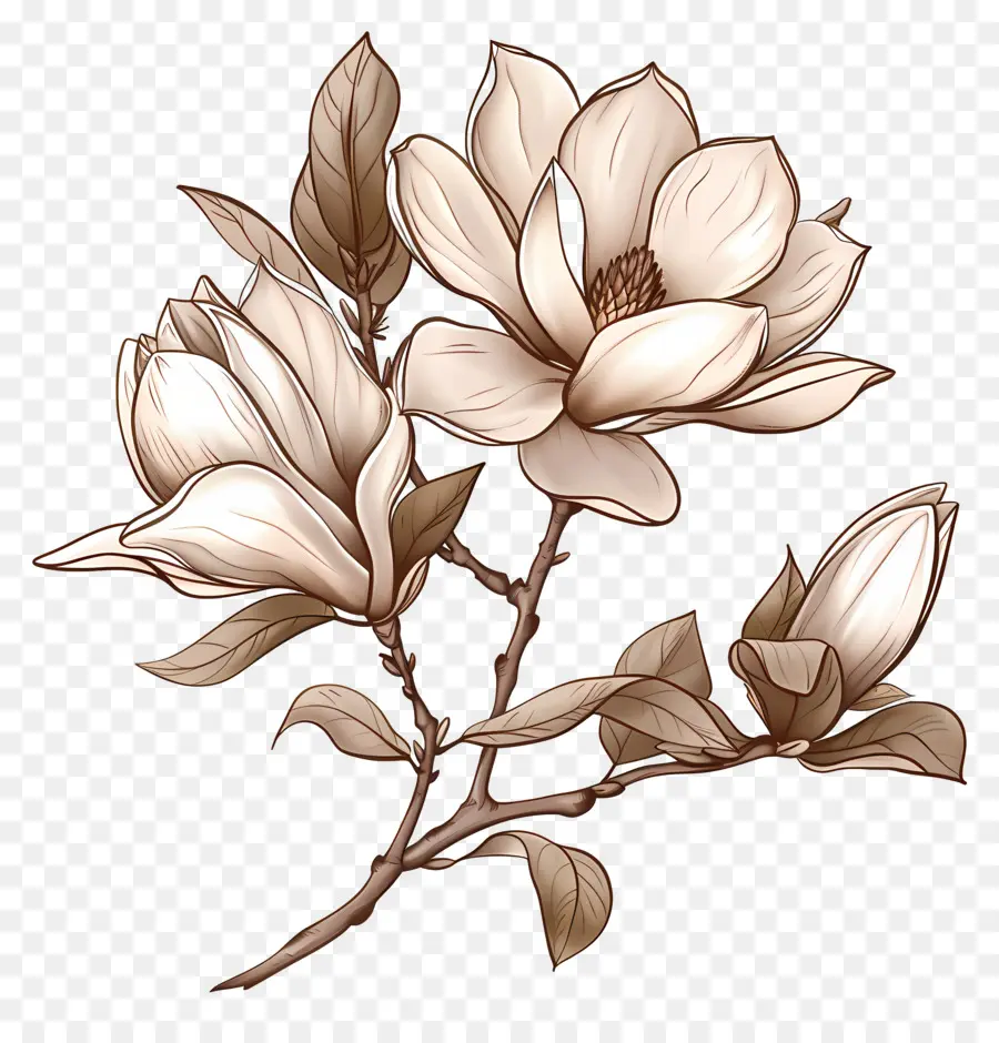 Magnolia Flores，Flor De Desenho PNG