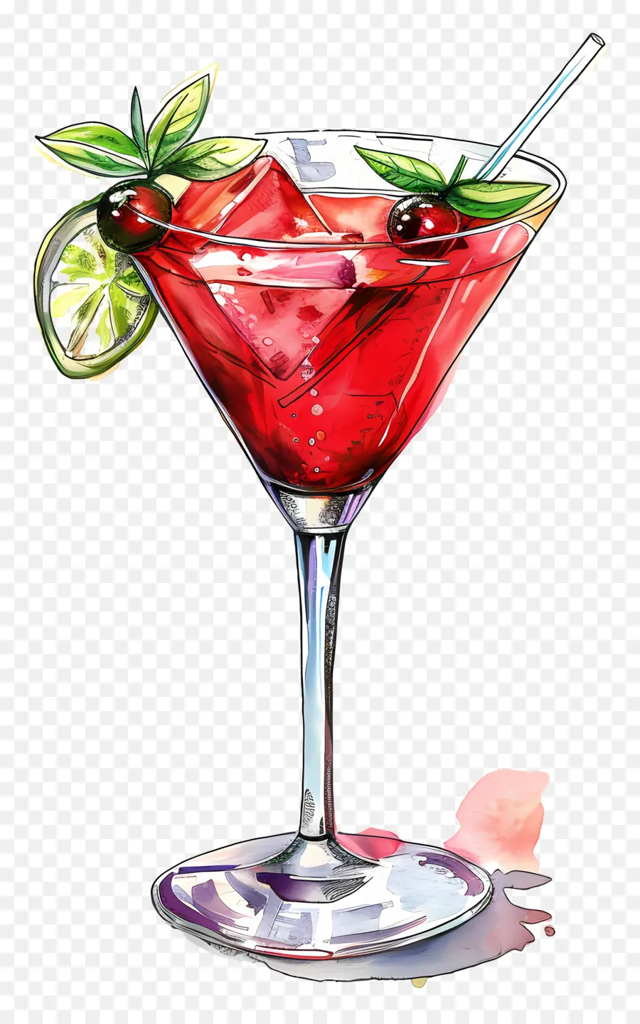 Cocktail Vermelho，Gelo Picado PNG
