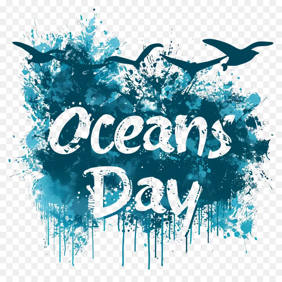 O Dia Mundial Dos Oceanos，Azul Letras PNG
