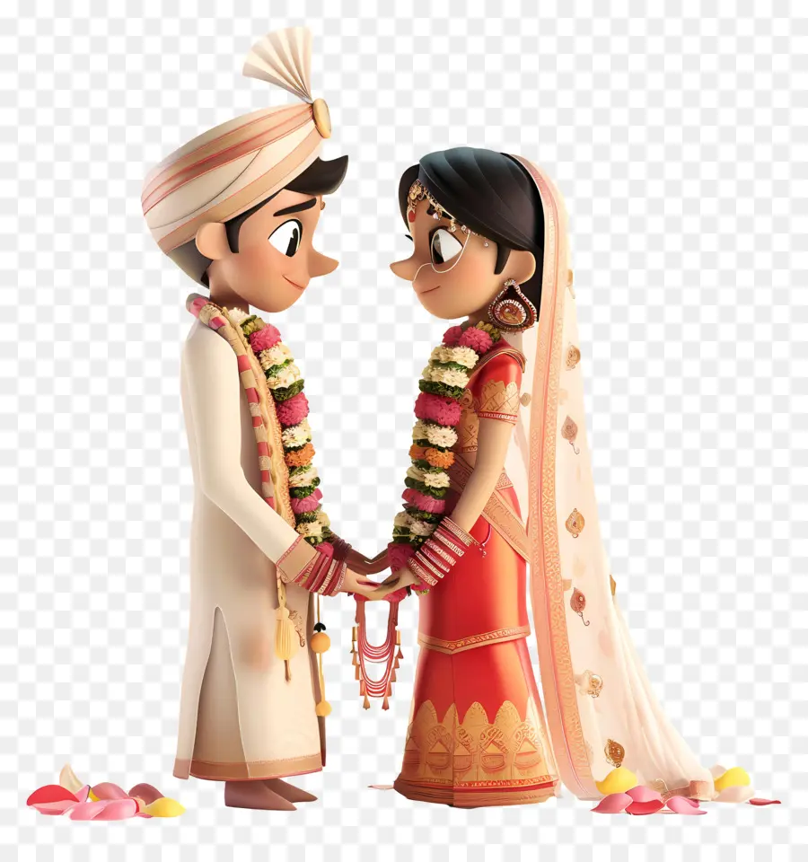 Casamento Indiano，Noiva E Do Noivo PNG