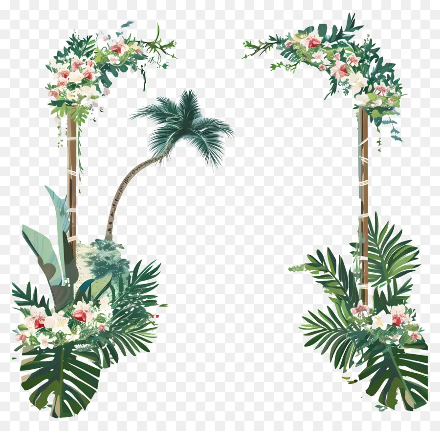 Casamento De Praia，Plantas Tropicais PNG