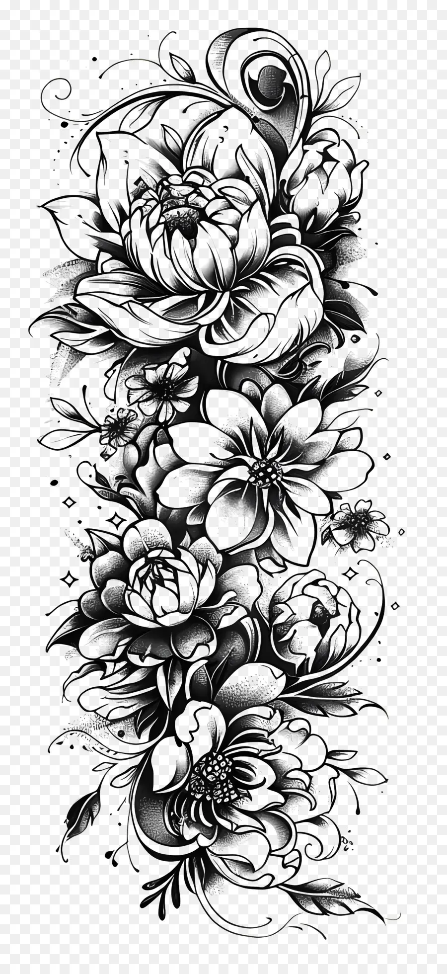 Sleeve Tatuagem，Design Floral PNG