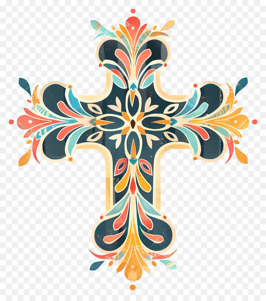 Cruz Cristã，Design Floral PNG