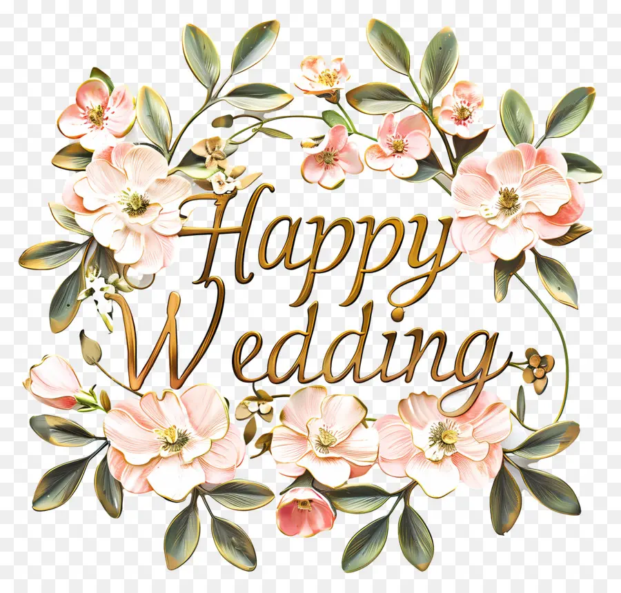 Casamento Feliz，Flores Cor De Rosa PNG