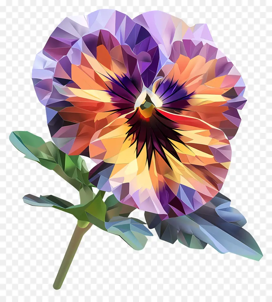 Arte De Flores Digital，Baixa Flor Poli PNG