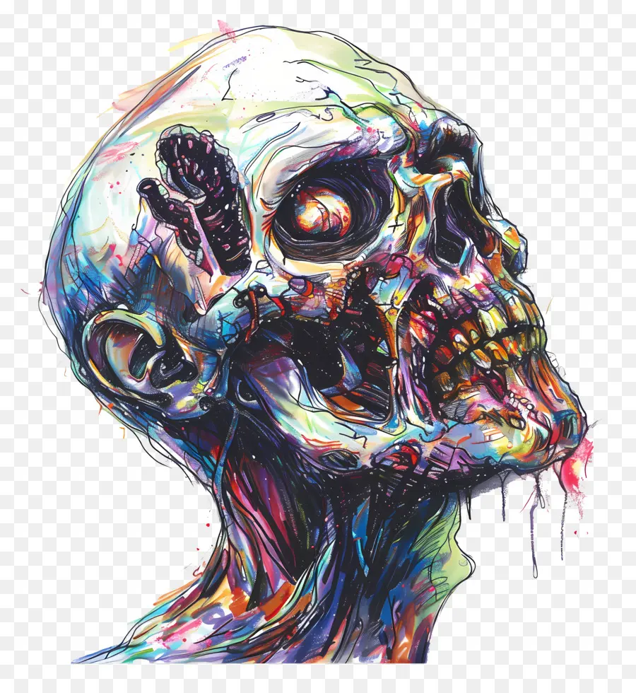 Cabeça Zombie，Pintura Digital PNG