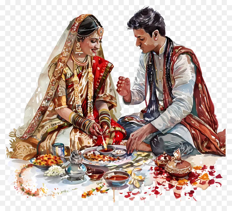 Casamento Hindu，Pintura De Casamento PNG