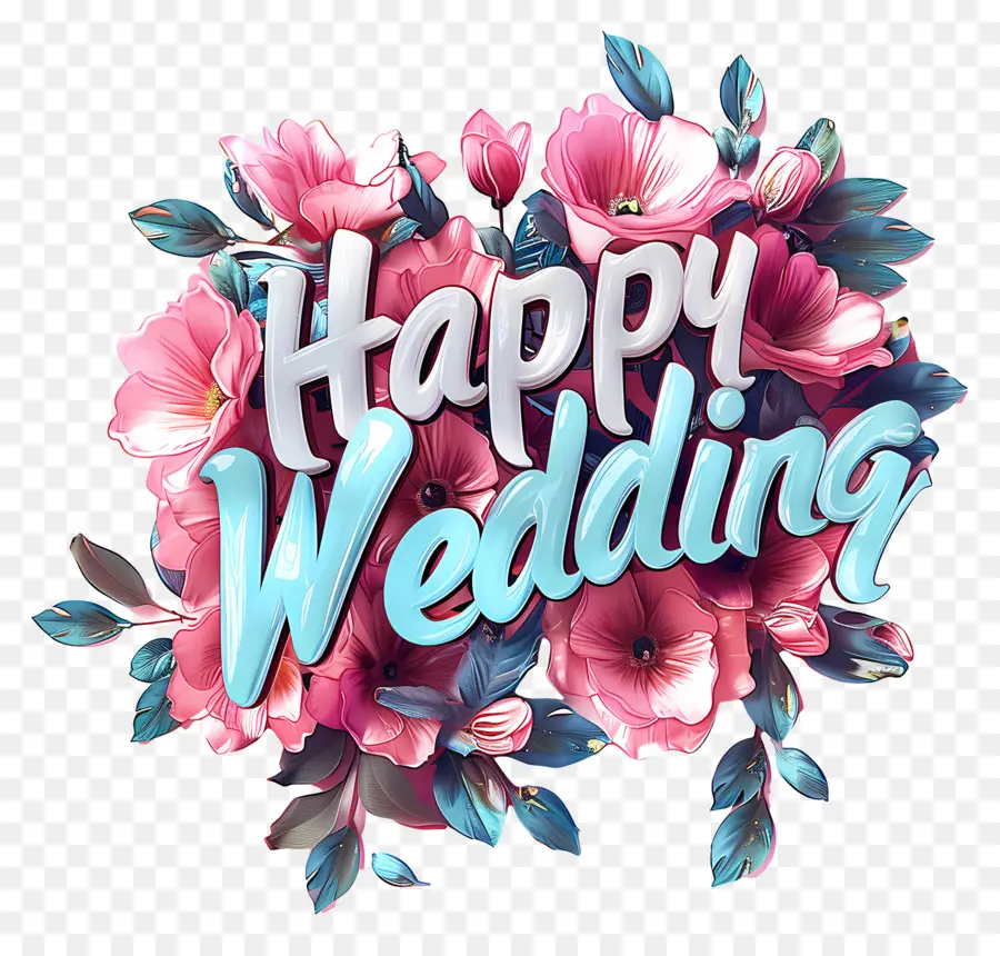 Casamento Feliz，Flores Cor De Rosa PNG