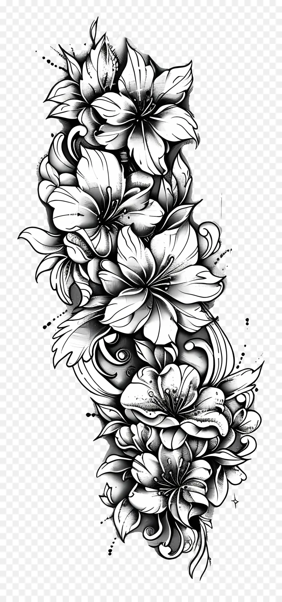 Sleeve Tatuagem，Design Floral PNG