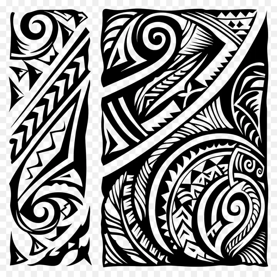 Polinésia Tatuagem，Design Preto E Branco PNG