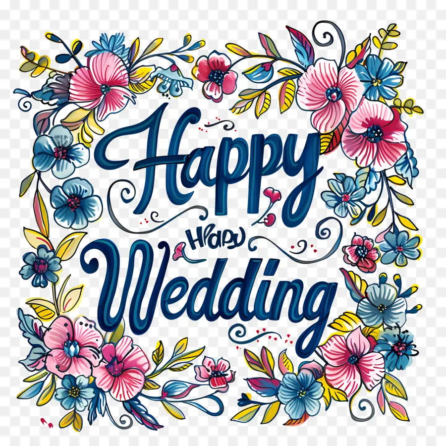 Casamento Feliz，Design Manuscrito PNG