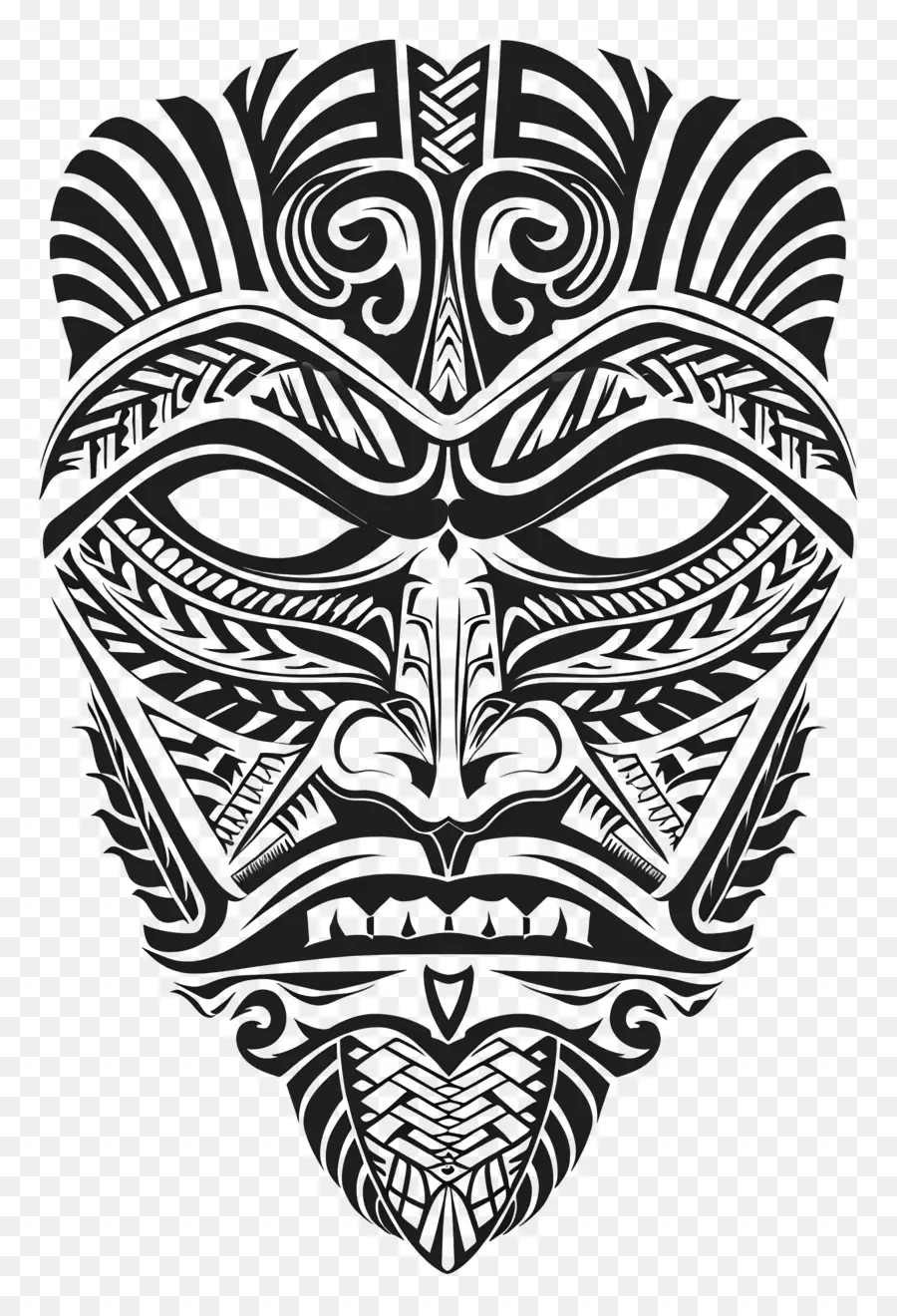 Polinésia Tatuagem，Máscara Tribal PNG